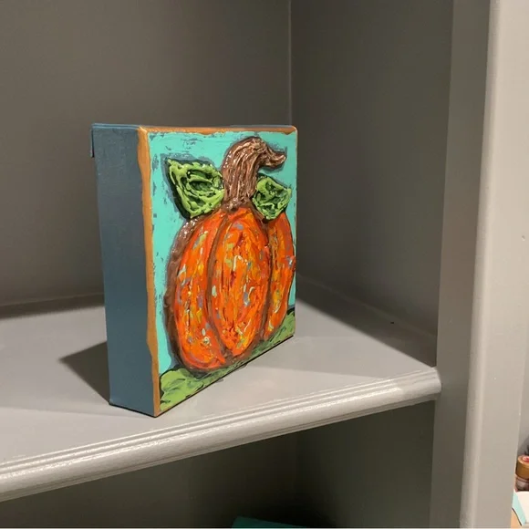 🔴TEXTURED PUMPKIN PAINTING🔴ORIGINAL ART🔴 - Picture 4 of 7